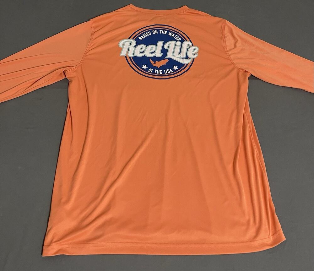 Reel Life Performance Long Sleeve Fishing Shirt Coral Size XL Excellent